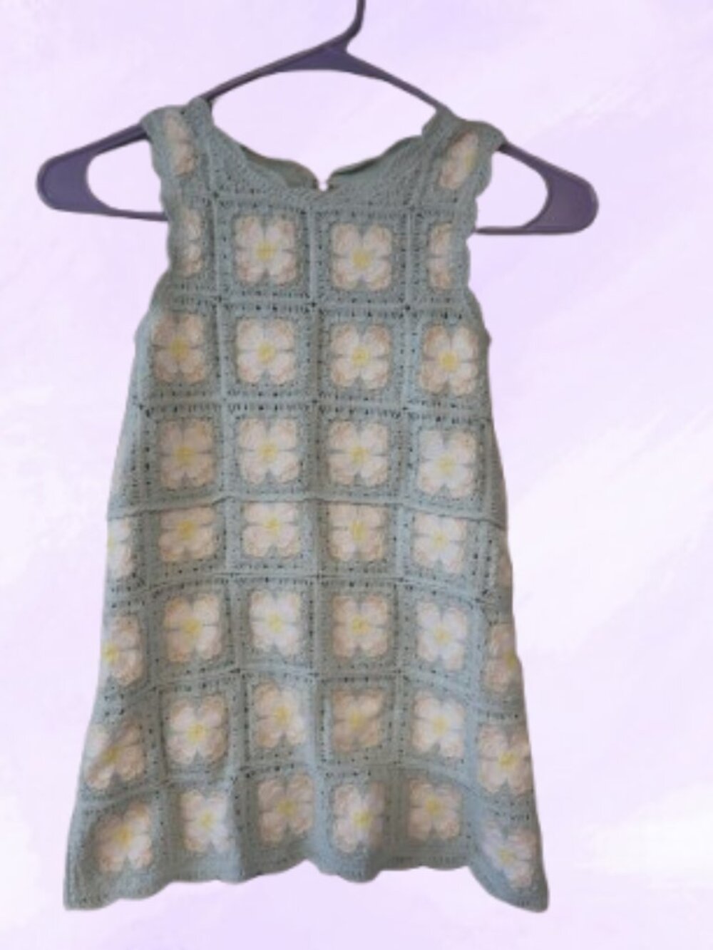 Haute Hippie floral crochet sleeveless summer dress in blue, beige, white floral